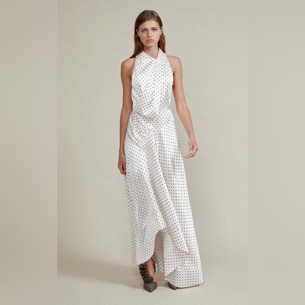Acler polka dot palmera midi dress, size 4, NWT, off-white/cream, sleeveless